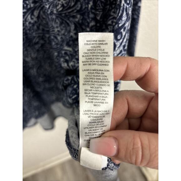 Chicos Medallion Button Back Women’s Tunic Dress Size 2/Size Medium Blue Boho - Picture 8 of 9